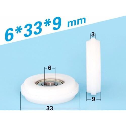 10pcs 6*33*9mm cam for door and window, POM polyformaldehyde wrapped rolling wheel, cam nylon roller for grooved track