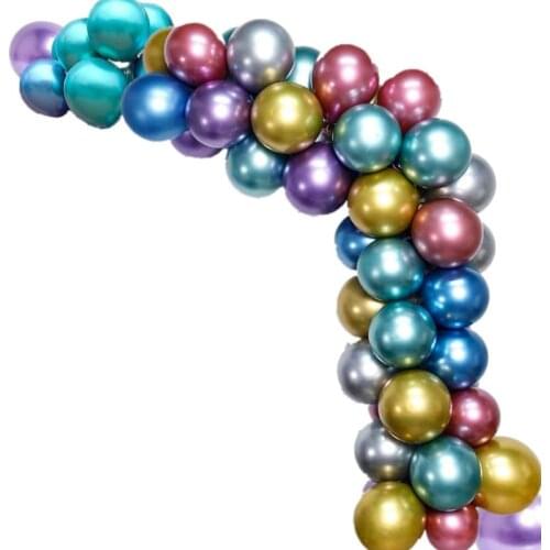 100 PCS Metallic Latex Balloons,12 Inch Multicolored Chrome Shiny Balloons for Christmas Festival Decoratios Supplies