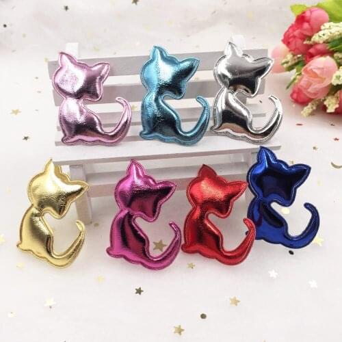New 14pcs mix leather Padded Cat Appliques Patches Wedding DIY Hair Clip Accessories Craft Supplies SA95A