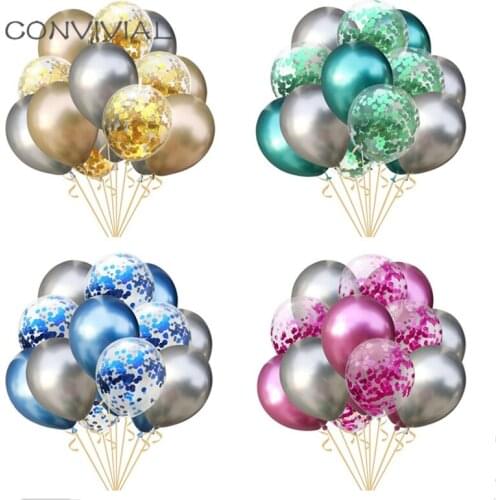 15pcs Metal Latex Balloons Birthday Party Decorations Adult Kids Globos Wedding Anniversaire Decor Baby Shower Confetti Balloon