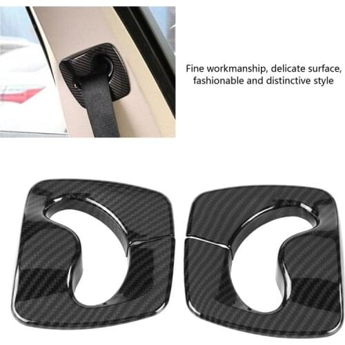 2Pcs Carbon Fiber Style Car Interior Decorative Seat Safety Belt Cover Trim for BMW 5 series F10 2011 2012 2013 2014 2015 2016