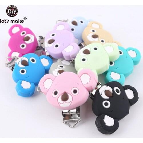 Lets make 5pc Silicone Koala Pacifier Clips Soother Clip Sensory Chewing DIY Nursing Dummy Clip Chains Silicone Baby Teether