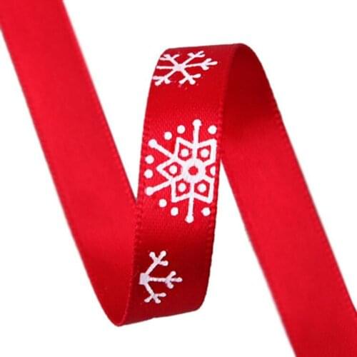 5 yards 3/8" width 10mm Red Green printed Snowflower Satin Ribbon christmas gift ribbons