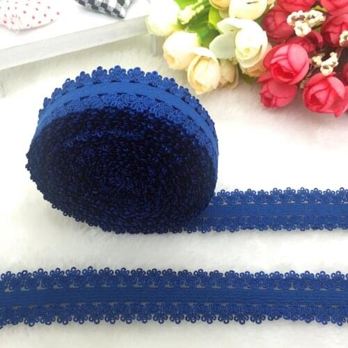 5yards/lot 3/4" 20mm Multirole Navy Blue Fold Over Elastic Spandex Lace Band Ties Hair Accessories Lace Trim Sewing Notion