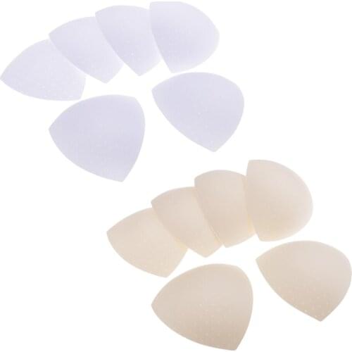 6 Pairs Triangle Sewing In Insert Foam Soft Cup Removable Padded For Bikini Swimsuit Swimwear White Beige