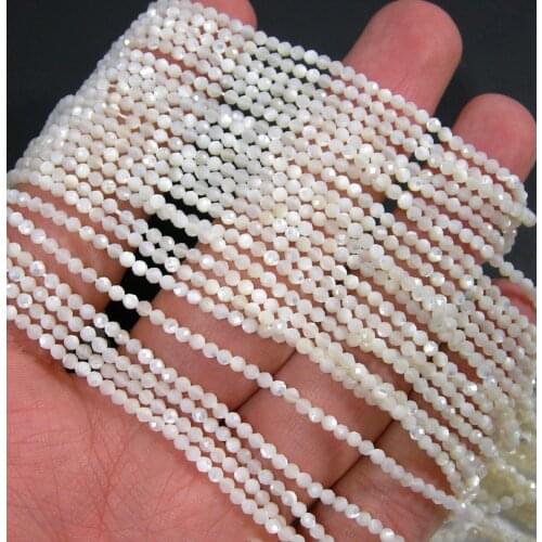 Natural Mother Of Pearl Shell Beads,2mm,3mm,4mm Micro Faceted Tiny Beads, Round Spacer beads ,Stone faceted beads,15.5"/string