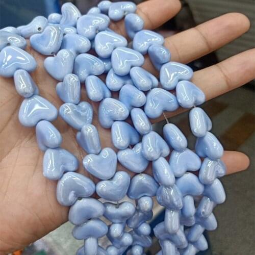 20pcs/lot Heart Shape Ceramic Beads 13x15mm Loose Spacer Ceramics Beads For Jewelry Making DIY Bracelet Necklace