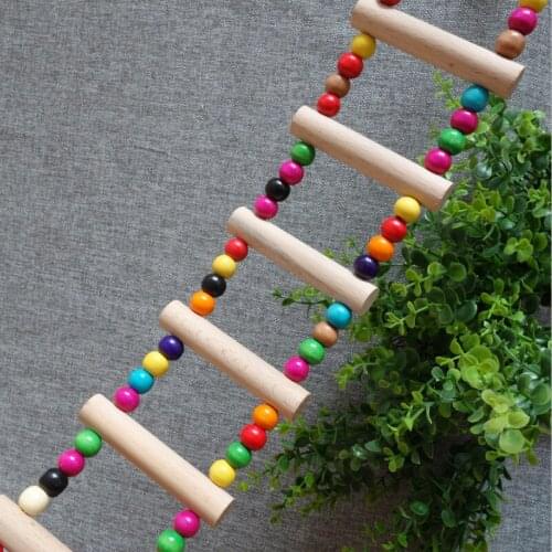 Wood Parrot Drawbridge Bird Ladder Climb Cableway Hamster Toys Birdcage Bridge Pet Training With 9 Ladder