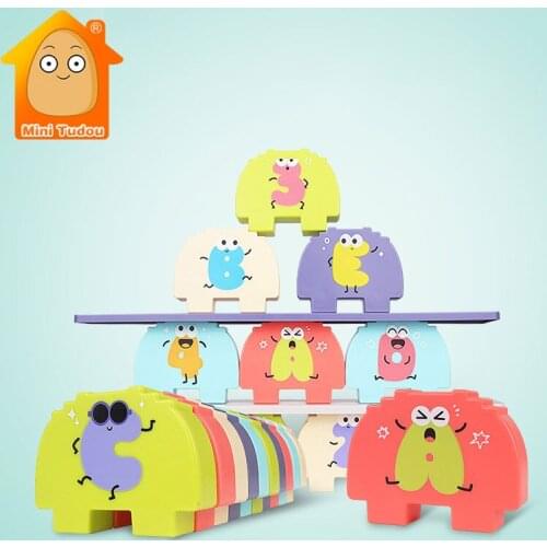 Baby Toys Montessori Balance Blocks Kids Letter Number Stacking Desktop Game Plastic Animals Balancing Toys For Babies 24 Months