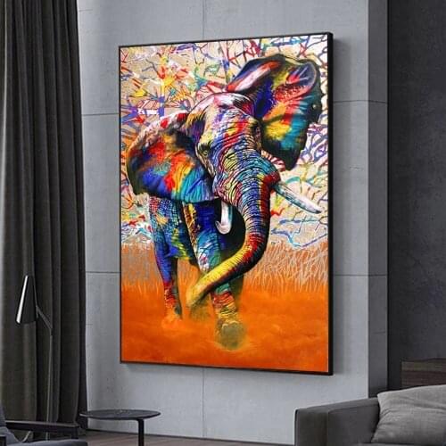 DIY 5D Modern Abstract Colorful Elephant Embroidery Diamond Painting Mosaic Animal Rhinestone Drill Cross Stitch Kits Home Decor