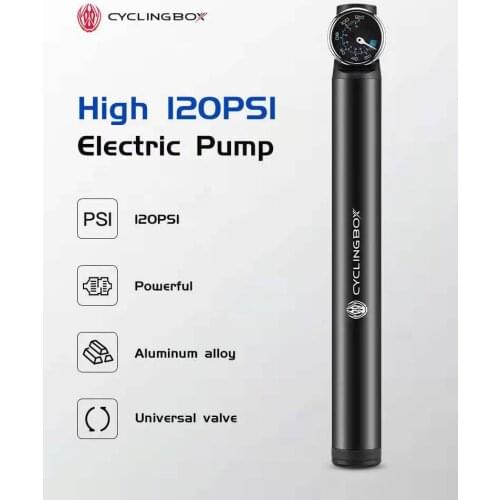 Electric Bike Pump High Pressure Inflator CNC Aluminum Alloy 500mah Rechargeable Waterproof Cycling Bicycle Pump Accessories