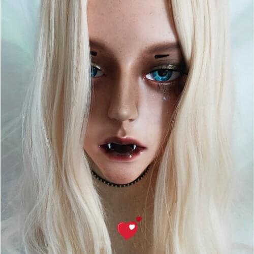 Evil-05) Gurglelove Resin Half Head Kigurumi BJD Mask Cosplay Japanese Anime Role Lolita Mask Crossdress Doll