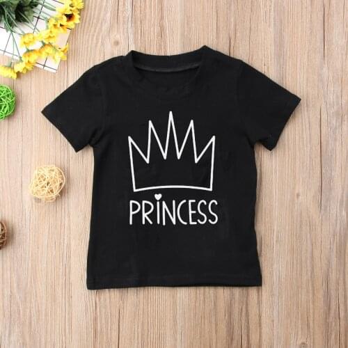 Toddler Kids Baby Girl Princess Print T Shirt Girls Short Sleeve Summer Tops Fashion Letters O-neck T-shirt Tee Clothes Outfits