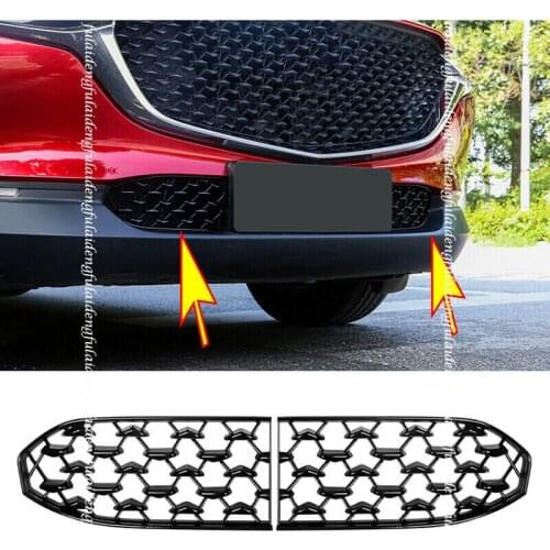 Glossy Black For Mazda CX-30 2020-2021 Front Lower Bumper Grill Grille Cover Trim Car modification Auto parts