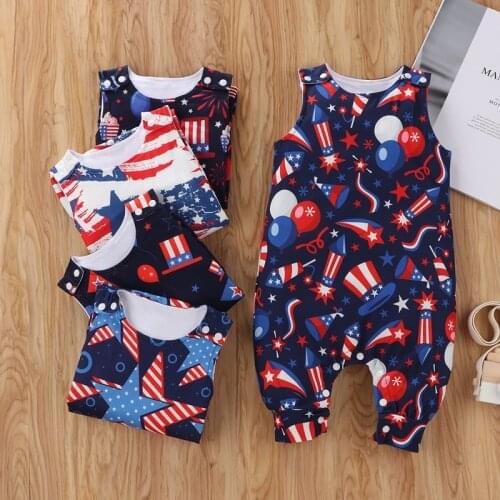 2020 New Baby Newborn Kids Toddler Boy Girl Clothes Sleeveless Romper Start Print Jumpsuit Summer Cotton Infant Playsuit 3-18M