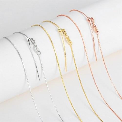 Lo Paulina Solid 925 Sterling Silver Sliding Adjustable Bamboo Chain Necklace 18" For Fashion Women Easy to Wear Jewelry