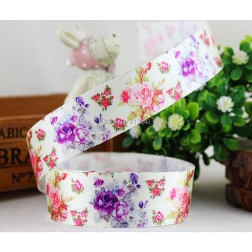 1412209 ,22mm flowers Series High quality Printed Polyester ribbon , DIY handmade materials, wedding gift wrap