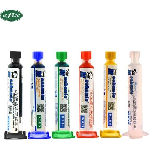 Mechanic 10ml Green/Red 6 Color UV Curing Solder Mask Ink for PCB BGA Circuit Board Insulating Protect Soldering Paste Flux Oil