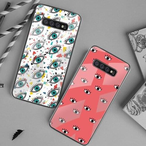 Fashion Evil eye Phone Case Tempered Glass For Samsung S20 Plus S7 S8 S9 S10 Plus Note 8 9 10 Plus