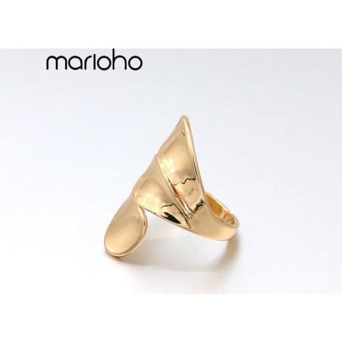 Fashion Irregular Metal Gold Color Opening Adjustable Fingers Ring Unique Bump Geometric Width Ring For Women Jewelry Party