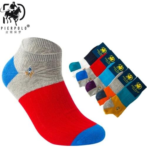 Brand New PIER POLO Fashion Short Socks Double Needle Summer Men Socks Casual Breathable Cotton Boat Socks Wholesale 5 Pairs/lot