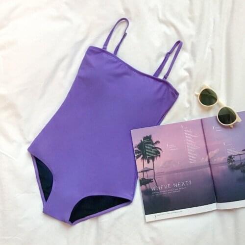 2021 new simple one-piece swimsuit women retro solid color Korean hot spring swimsuit