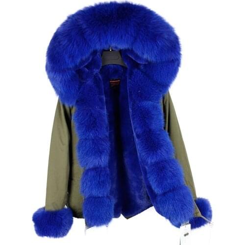 MAOMAOKONGnew style Fox fur real fur collar ， sapphire liner, detachable warm jacket short