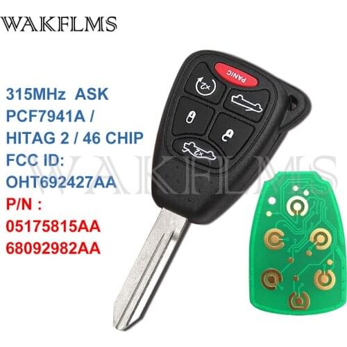 OHT692427AA Remote Car Key Fob For Chrysler Jeep Dodge 200 Convertible Sebring Country 05175815AA 68092982AA