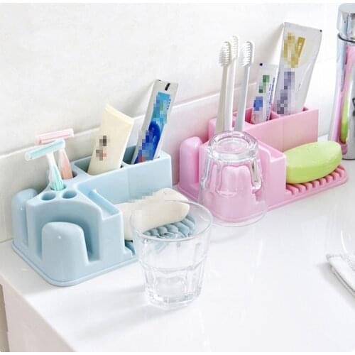 Bathroom Toothbrush Cup Storage Box Cosmetics Sundry Organizer Space Saving Plastic Jewelry Soap Container Desktop Holding Racks