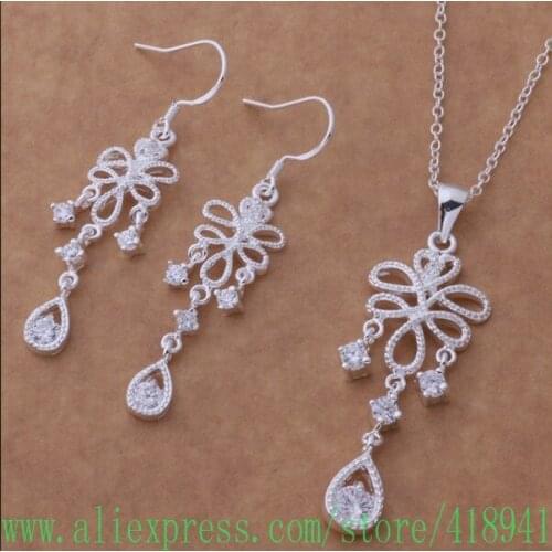 Silver Plated Jewelry Sets Earring 485 + Necklace 132 /eisamzza bjuakbba AS328
