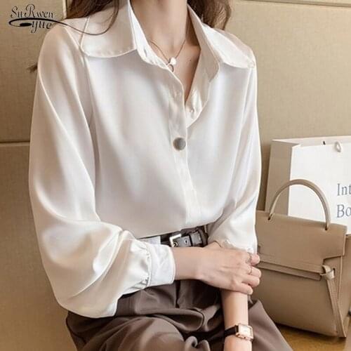 Plus Size 4XL White Shirt Female OL Spring and Summer New Long Sleeve Elegant Shirt Chiffon White Tops Female Blusas Mujer 12970