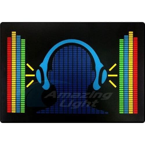 Music disco party hot selling flash equalizer led panel with 2 AAA inverter rhythm activated flash el panel for t-shirt