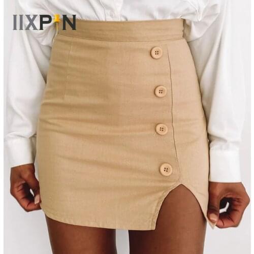 Women Summer Slim Fit Skirts Side Splite Solid A-line High Waist Skirt for Girls Female Commute Office Ladies Work Sexy Skirt