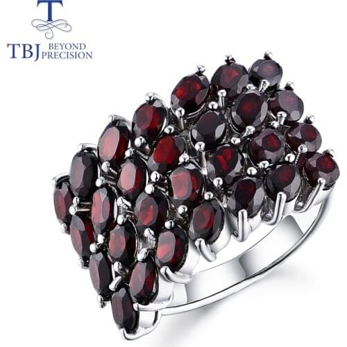 TBJ,new style natural gemstone black garnet rings 925 sterling silver fine jewelry for woman anniversary & birthday nice gift
