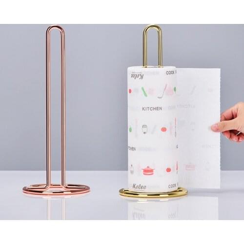 Golden Paper Towel Rack European Luxury Countertop Metal Paper Holder for Kitchen Living Room Bathroom