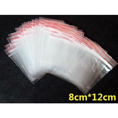 100pcs/lot 8x12cm Jewelry Ziplock Zip Zipped Lock Reclosable Plastic Poly Clear Bags