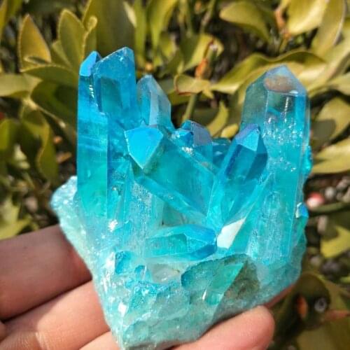 190-200g rare beautiful sky-blue flame ring quartz crystal cluster specimen wedding decoration aquarium