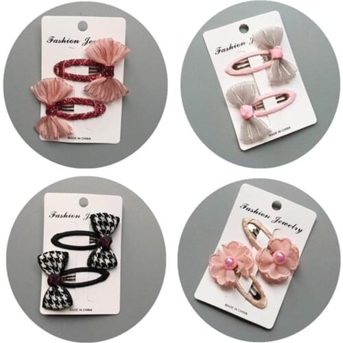 2pcs/set classical hair bows snap hair clips for girls toddlers children hair accessories