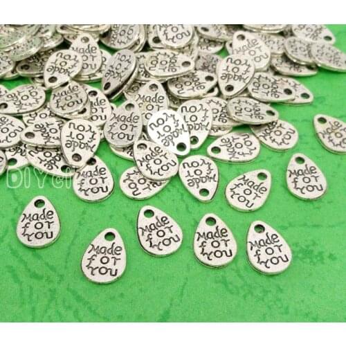 200pcs-Antique Tibetan Silver 2 Sided Made For You Charms Pendant, Jewelry Accessories 11x8mm