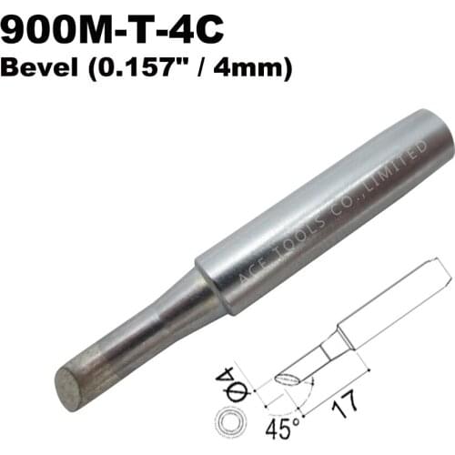 5 PCS Soldering Tip 900M-T-4C Bevel 4mm for Hakko 936 907 Milwaukee M12SI-0 Radio Shack 64-053 Yihua 936 X-Tronics 3020 Iron Bit