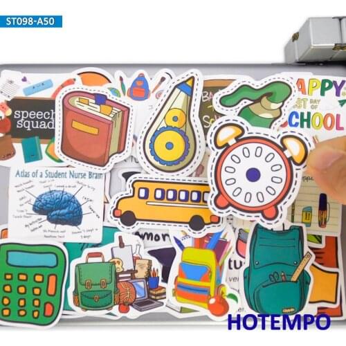 50pcs Cute Funny Stationery Style Learning Tools Stickers Toy for Kids DIY Diary Scrapbook Phone Laptop PAD Desk Decals Stickers