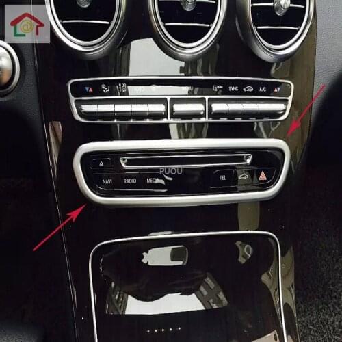 Stainless steel Car CD Plates Air Conditioning Switch Panel Cover Trim For Mercedes Benz C class W205 GLC X253 2015-2020LHD