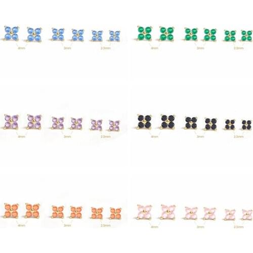 BOAKO 2021 Trend Cartilage Brincos Colored Zircon 925 Sterling Silver Earrings For Women Stud Earrings Piercing Pendientes Gift