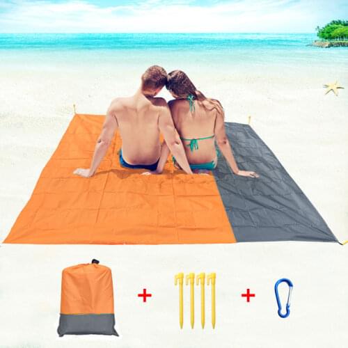 Large Beach Towel Anti Sand-free Beach Mat Anti Sand Beach Blanket Pocket Picnic 4 Anchor Wind Prevent Sand 200x210CM Proof Mat
