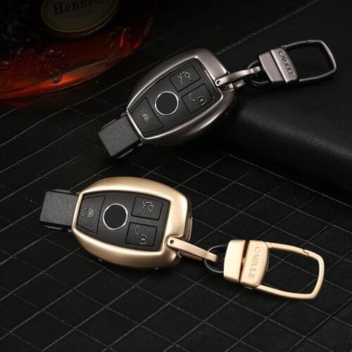 Kwaks Car Key Case Aluminum Alloy Key Cover Compatible for Mercedes-Benz C200L GLC GLK 300 GLA200 Smart Control Car Key