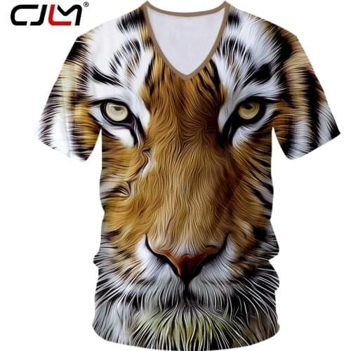 CJLM Animal Tiger V-neck T-shirt Beast Shirts 3d Whole Body Printing Full Body Tee Men Tshirt 2020 Cool Harajuku 7XL