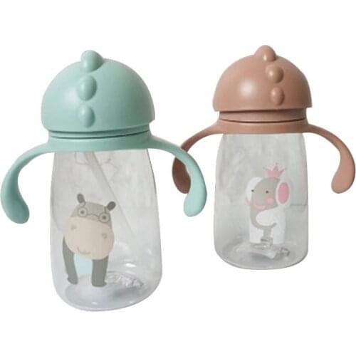 Kids Children Cartoon Animal School Drinking Water Straw Bottle Straw Sippy Baby Cup With Shoulder Strap 500ml