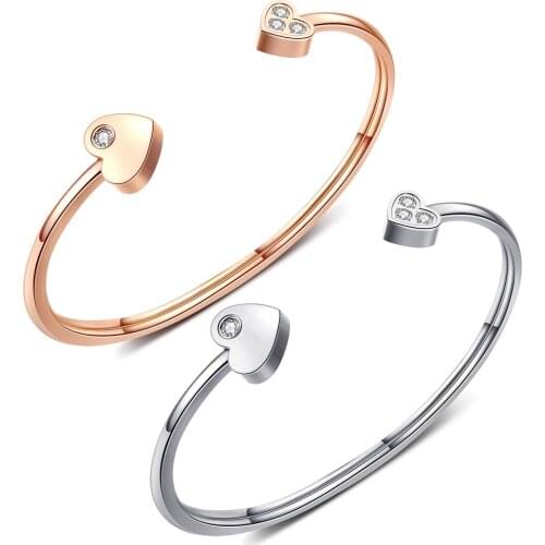 FATE LOVE Cute Girlfriend Birthday Gift Stainless Steel Fashion Jewelry Heart Design Women Statement Cuff Bracelets & Bangles