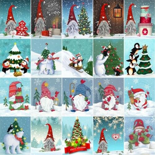 HUACAN Coloring By Numbers Santa Claus Paint By Numbers Cartoon Christmas Gift Drawing On Canvas Home Decoration DIY Frame