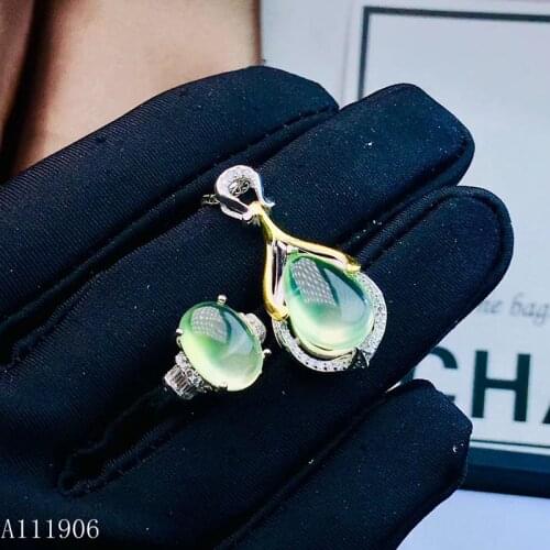 KJJEAXCMY boutique jewelry 925 sterling silver inlaid natural gemstone grape stone female ring necklace pendant set support dete